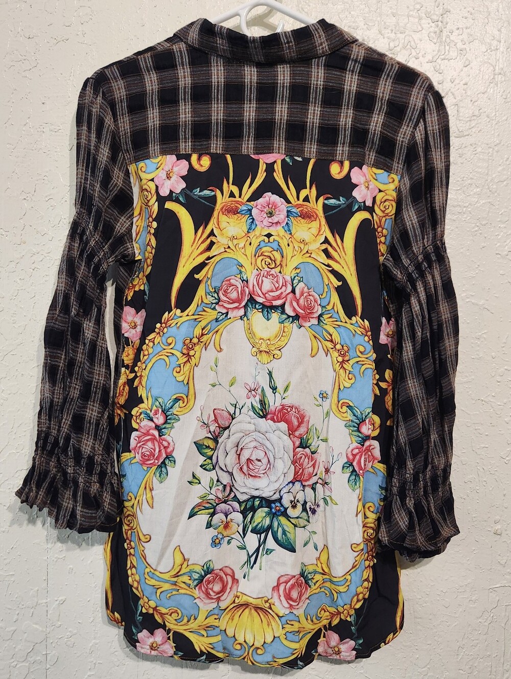Aratta Silent Journey "Pretty Woman" Mixed Media Blouse Sz Xs